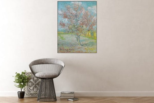 Akoestisch schilderij De roze perzikboom – Vincent van Gogh, geluiddempende wandkunst