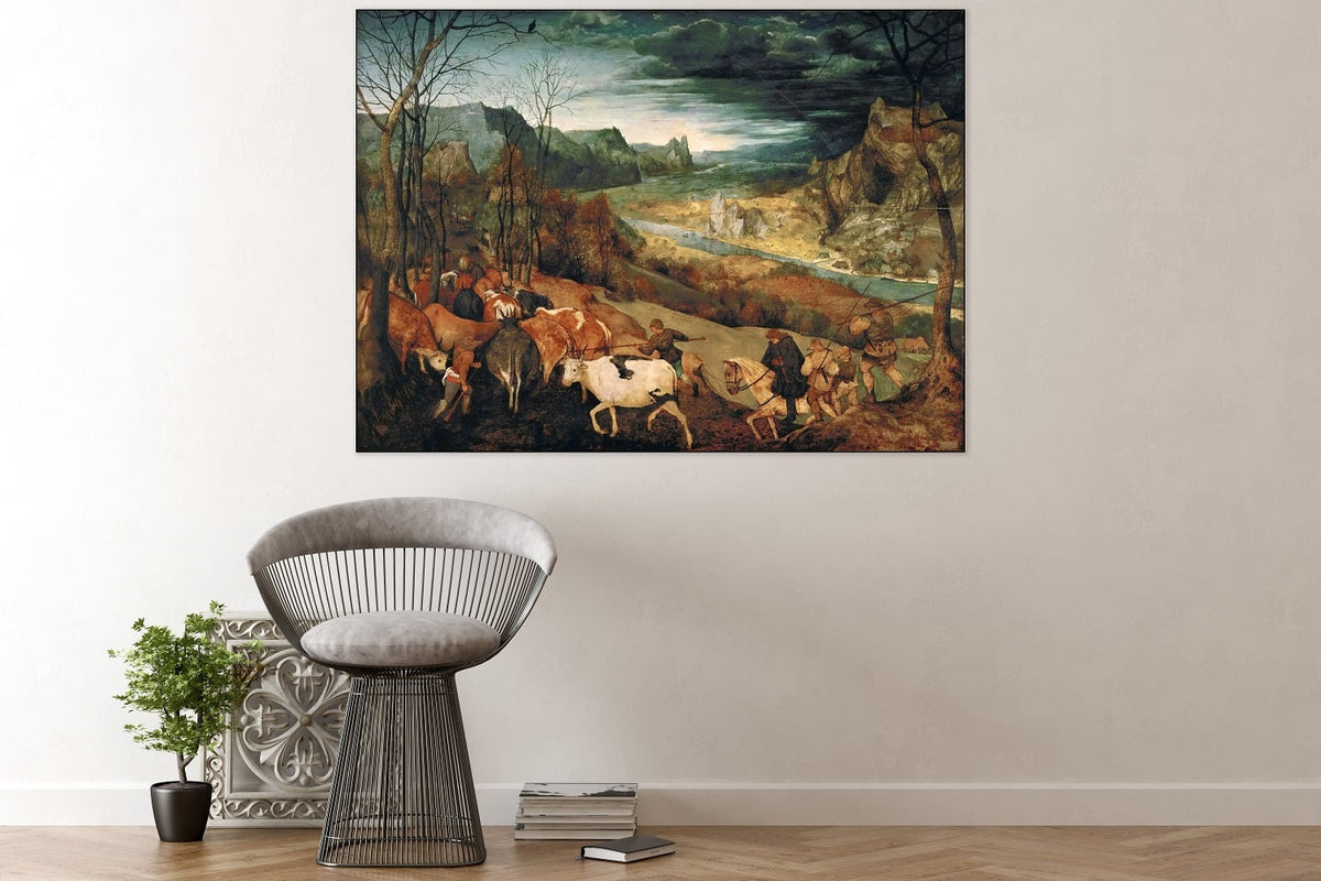 Tableau acoustique « Le Retour du troupeau » – Pieter Bruegel l’Ancien, œuvre murale insonorisante