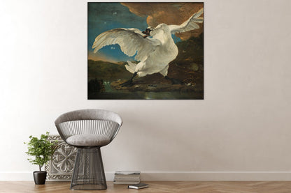 Peinture acoustique « Le Cygne menacé » – Jan Asselijn, œuvre murale insonorisante