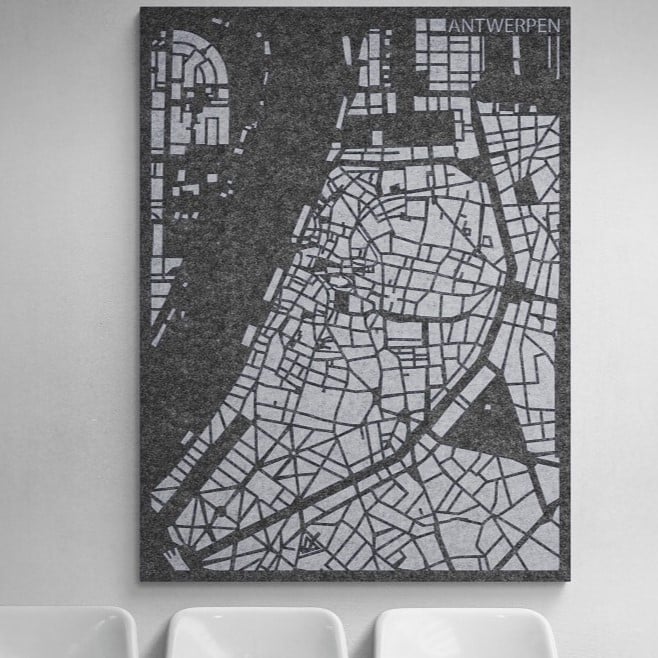 Akoestische City Map Antwerpen – 3D-stadskaart van PET-vilt
