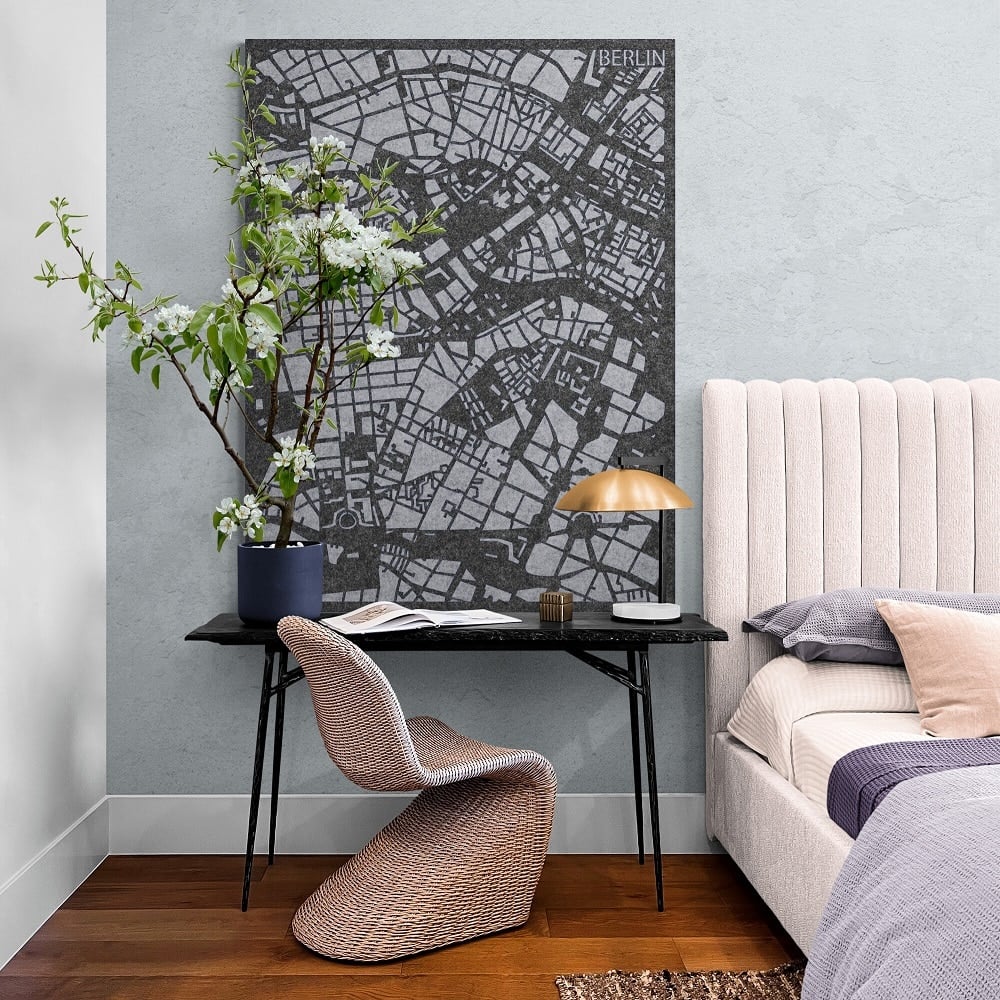 Akoestische City Map Berlijn – 3D-stadskaart van PET-vilt