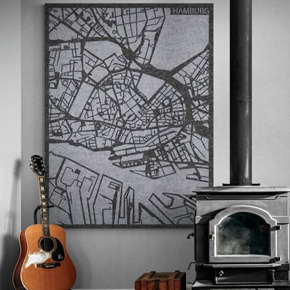 Akoestische City Map Hamburg – 3D-stadskaart van PET-vilt