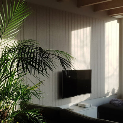 Akoestische Japandi Wall-panelen van PET-vilt in een woonkamer